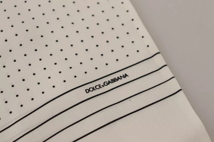 Dolce &amp; Gabbana – Wickelschal aus Seide mit weißen Tupfenmuster und Fransen