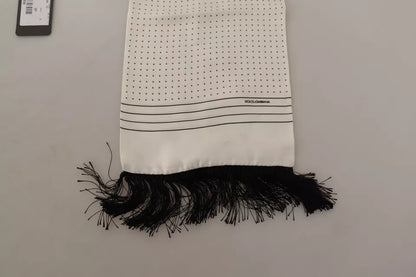 Dolce &amp; Gabbana – Wickelschal aus Seide mit weißen Tupfenmuster und Fransen