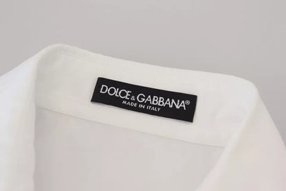 Dolce &amp; Gabbana – Weißes Kurzarmhemd aus Baumwolle mit Knopfleiste vorne