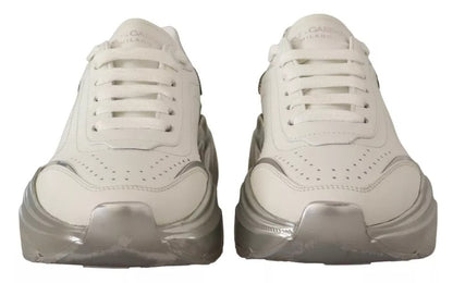 Dolce &amp; Gabbana Daymaster Sneakers aus weißem und silbernem Leder