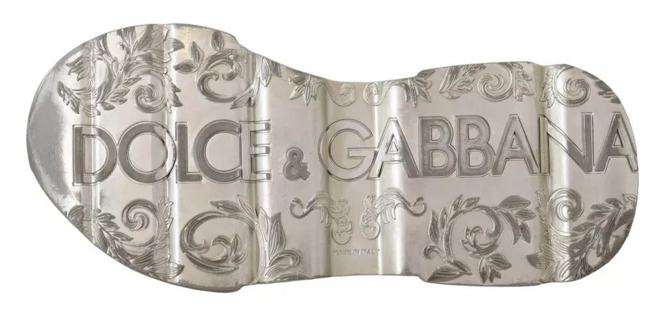 Dolce &amp; Gabbana Daymaster Sneakers aus weißem und silbernem Leder