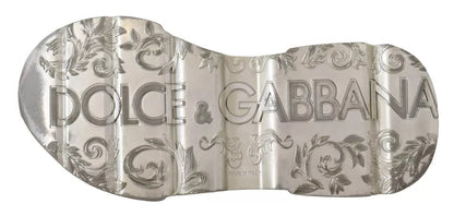 Dolce &amp; Gabbana Daymaster Sneakers aus weißem und silbernem Leder