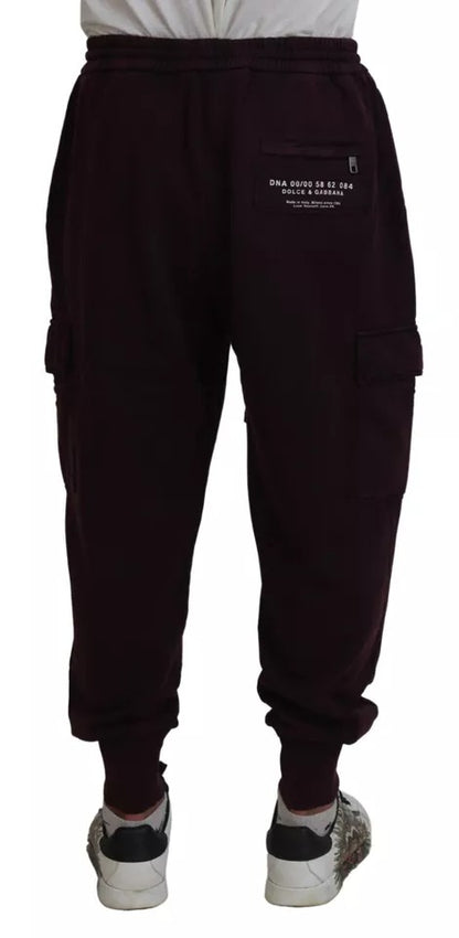 Dolce &amp; Gabbana Bordeaux Baumwoll-Cargo-Jogginghose