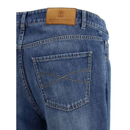 Brunello Cucinelli Blaue Baumwoll-Jeans mit geradem Bein