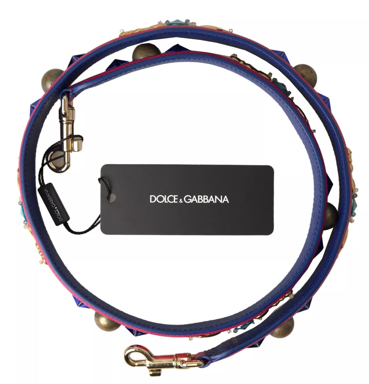 Dolce &amp; Gabbana – Schultergurt aus exotischem Leder mit Nieten in Rosa