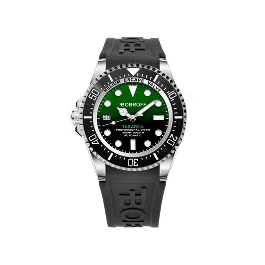 Bobroff-Armbanduhr aus schwarzem Kautschuk