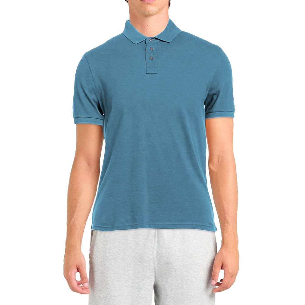 Alpha Studio Hellblaues Poloshirt aus Baumwolle für Herren