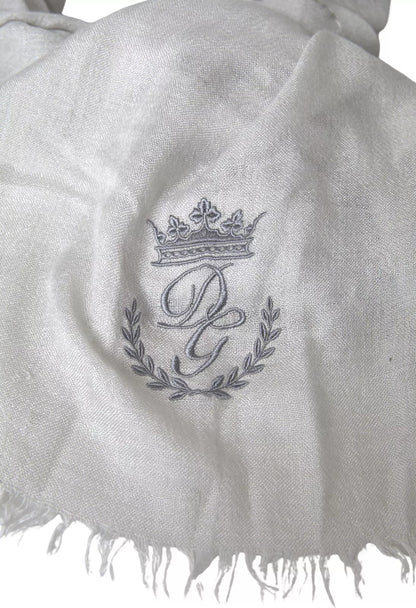 Dolce &amp; Gabbana – Grauer Kaschmir-Wickelschal mit Fransen