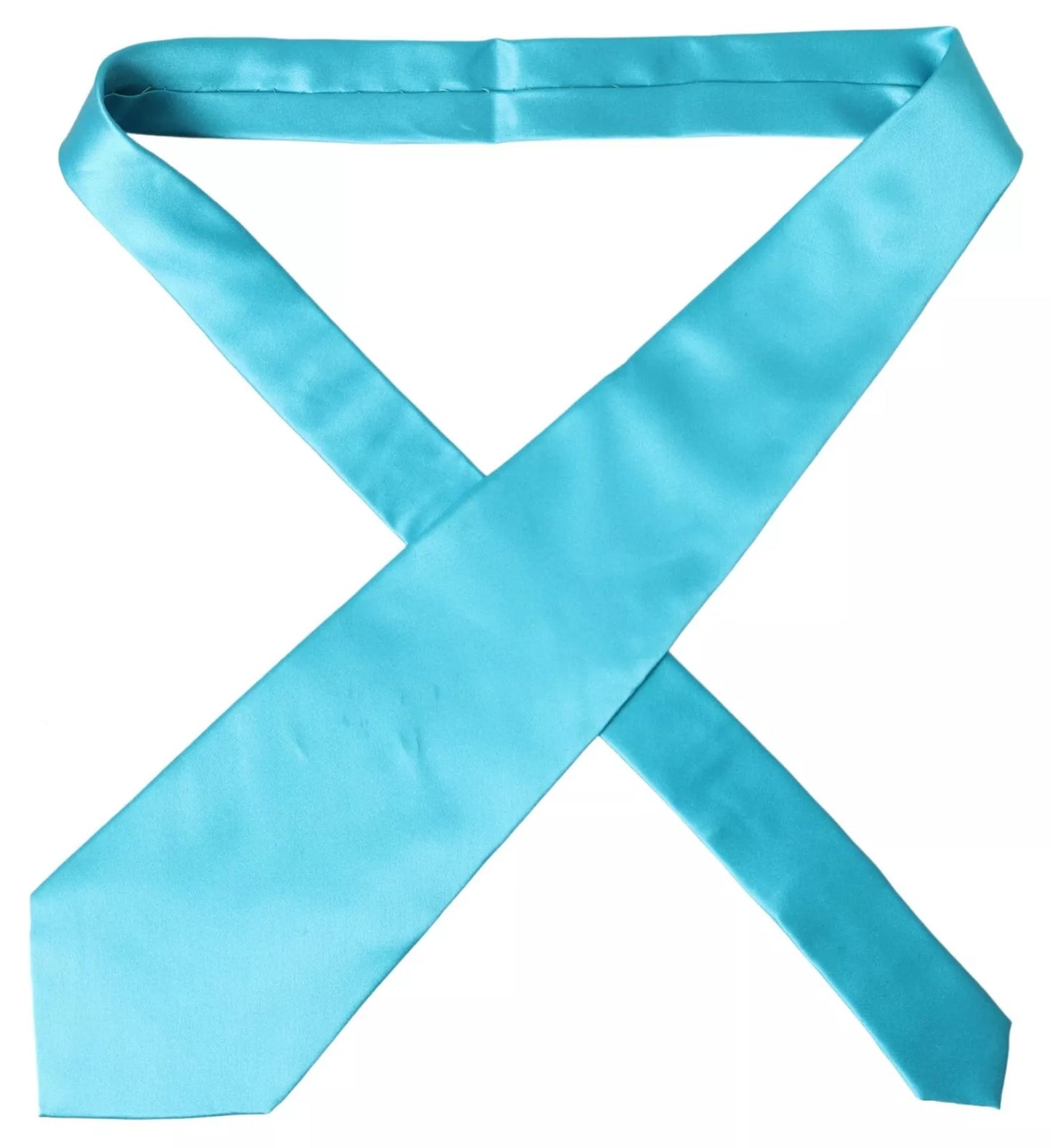 Dolce &amp; Gabbana Hellblaue, breite Herrenkrawatte aus 100 % Seide