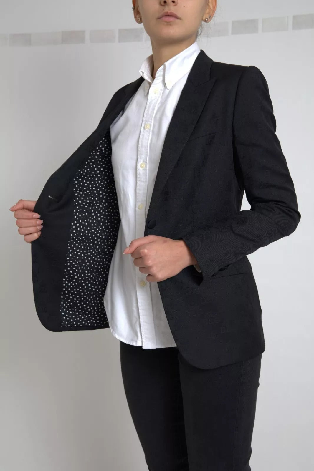 Dolce &amp; Gabbana Schwarzer Langarmmantel Blazerjacke