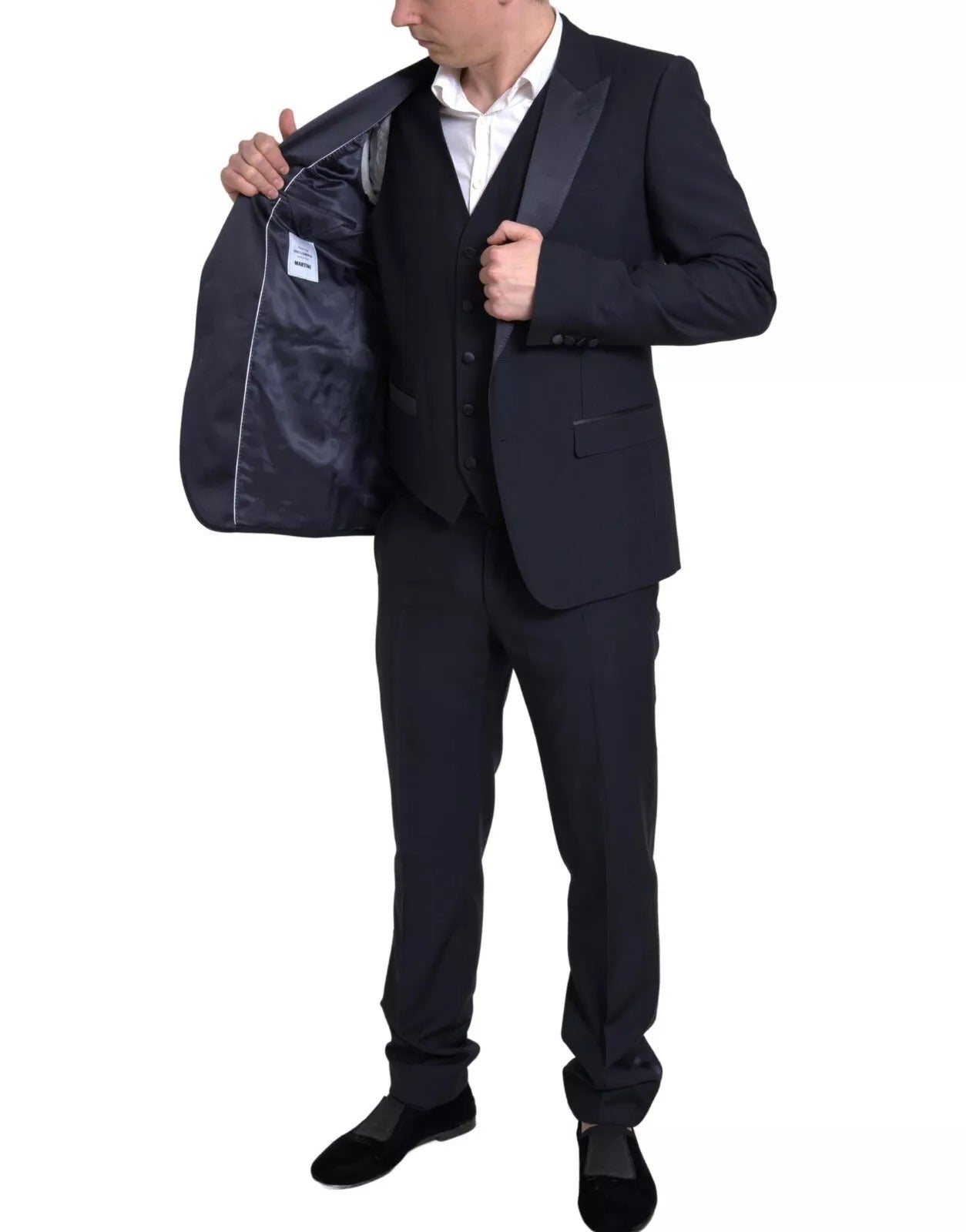 Dolce &amp; Gabbana – Schwarzer dreiteiliger einreihiger MARTINI-Anzug