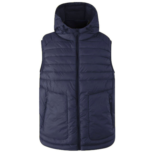 Yes Zee – Ärmellose Jacke aus blauem Nylon