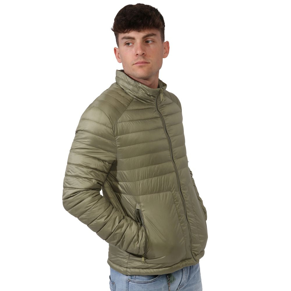 Yes Zee – Grüne Nylonjacke für Herren mit verdeckbarer Kapuze