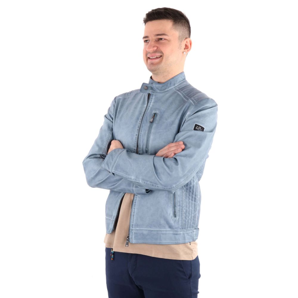 Yes Zee Blaue Polyethylen Herrenjacke