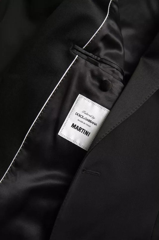 Dolce &amp; Gabbana Einreihiger MARTINI Blazer aus schwarzer Wolle
