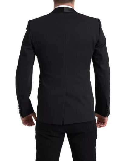 Dolce &amp; Gabbana Einreihiger MARTINI Blazer aus schwarzer Wolle
