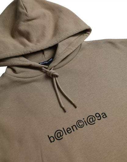 Balenciaga Brauner symbolischer Molton-Bouclette-Kapuzenpullover aus Baumwolle