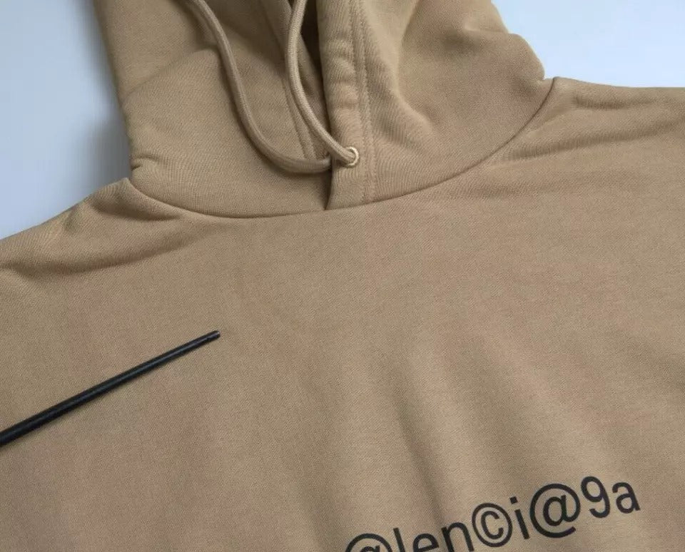 Balenciaga Brauner symbolischer Molton-Bouclette-Kapuzenpullover aus Baumwolle