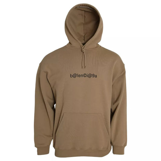 Balenciaga Brauner symbolischer Molton-Bouclette-Kapuzenpullover aus Baumwolle