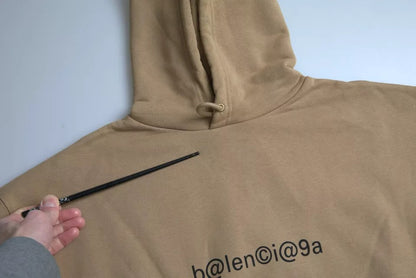 Balenciaga Brauner symbolischer Molton-Bouclette-Kapuzenpullover aus Baumwolle