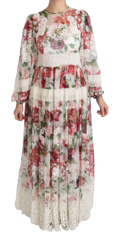 Dolce &amp; Gabbana – Mehrfarbiges Maxi-Etuikleid mit Blumenmuster