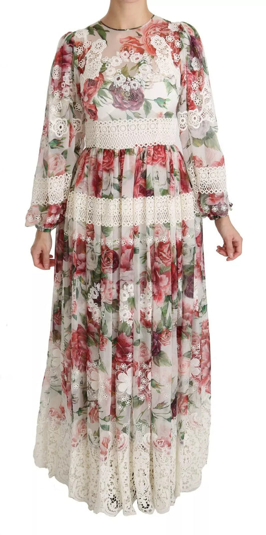 Dolce &amp; Gabbana – Mehrfarbiges Maxi-Etuikleid mit Blumenmuster