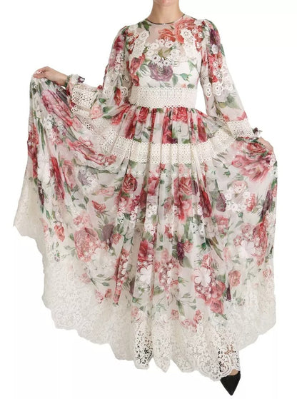 Dolce &amp; Gabbana – Mehrfarbiges Maxi-Etuikleid mit Blumenmuster