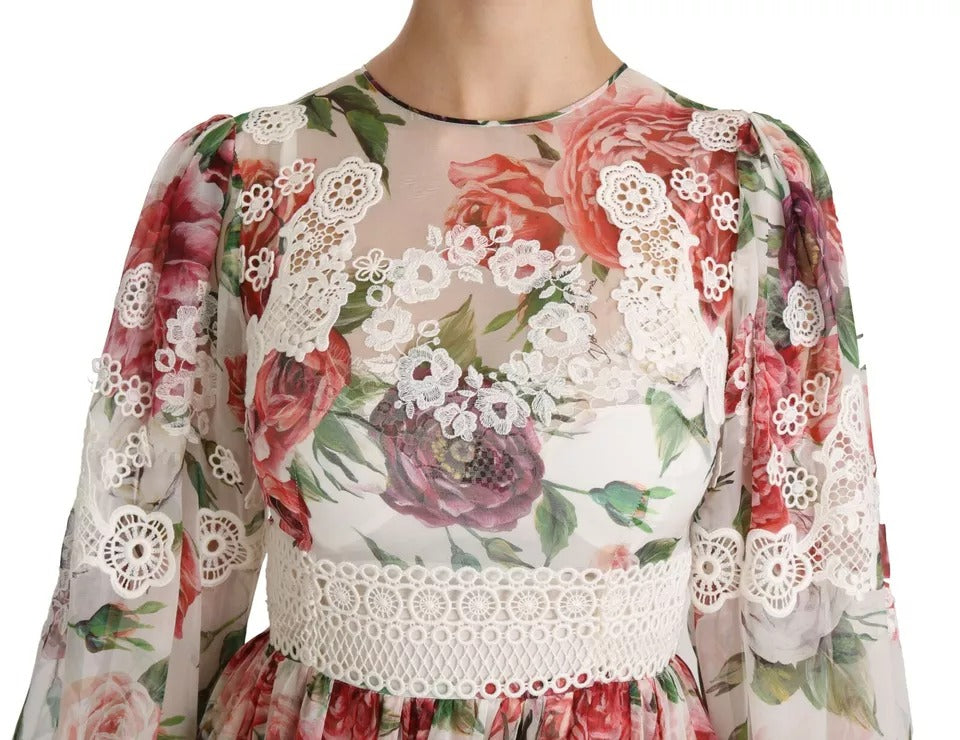 Dolce &amp; Gabbana – Mehrfarbiges Maxi-Etuikleid mit Blumenmuster