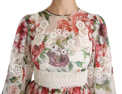 Dolce &amp; Gabbana – Mehrfarbiges Maxi-Etuikleid mit Blumenmuster
