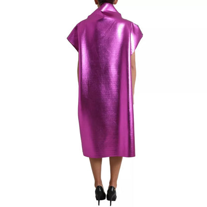 Dolce &amp; Gabbana – Midi-Etuikleid aus Polyester mit Leopardenmuster in Rosa