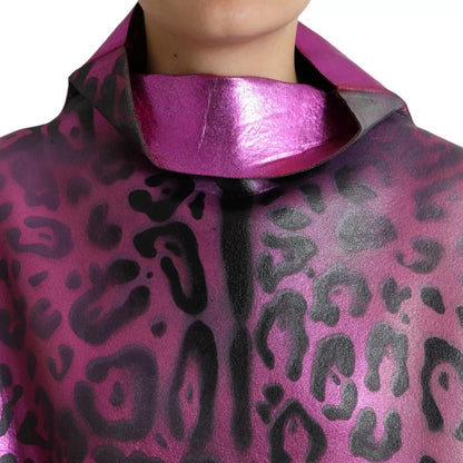 Dolce &amp; Gabbana – Midi-Etuikleid aus Polyester mit Leopardenmuster in Rosa