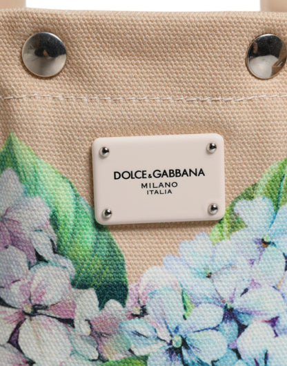 Dolce &amp; Gabbana – TANIA – Tragetasche aus Canvas mit mehrfarbigem Blumenmuster und Henkel