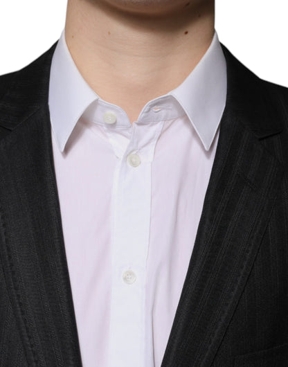 Dolce &amp; Gabbana – Einreihiger Blazer aus Wolle mit schwarzen Streifen