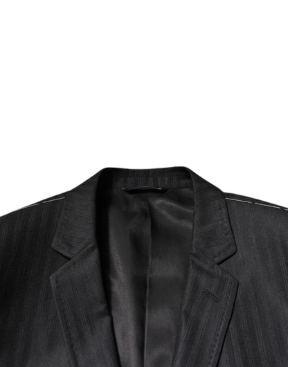 Dolce &amp; Gabbana – Einreihiger Blazer aus Wolle mit schwarzen Streifen
