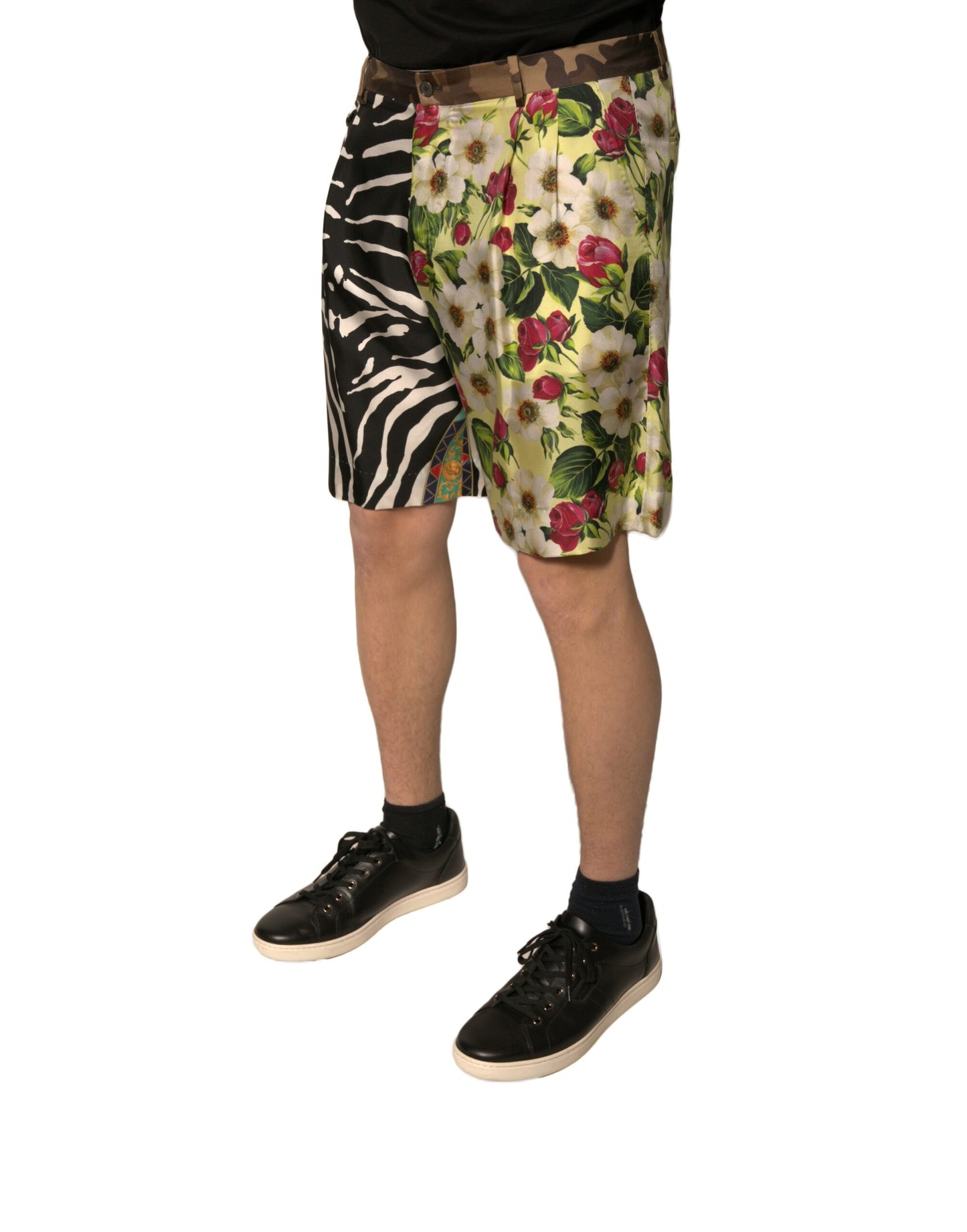 Dolce &amp; Gabbana Mehrfarbige Chino-Shorts aus Seide im Patchwork-Stil für Herren