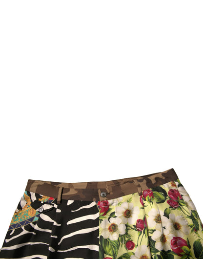 Dolce &amp; Gabbana Mehrfarbige Chino-Shorts aus Seide im Patchwork-Stil für Herren