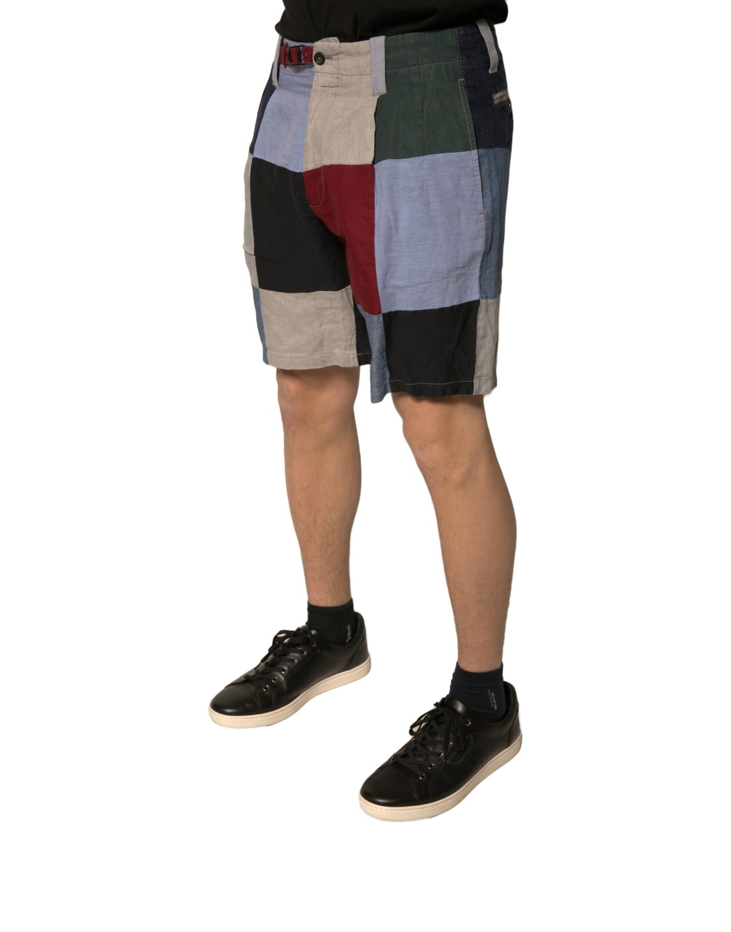 Dolce &amp; Gabbana Mehrfarbige Patchwork-Chinoshorts aus Leinen für Herren