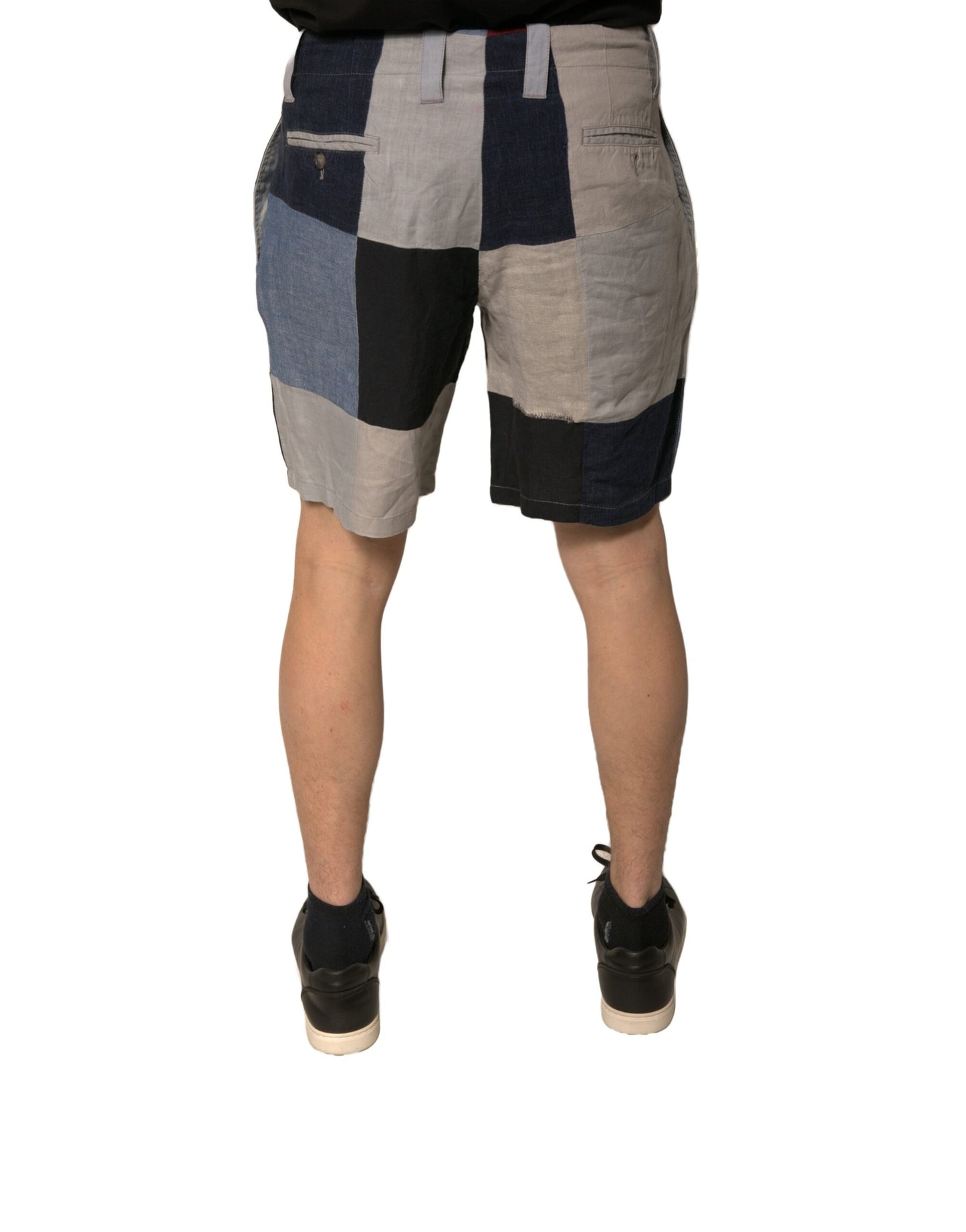 Dolce &amp; Gabbana Mehrfarbige Patchwork-Chinoshorts aus Leinen für Herren