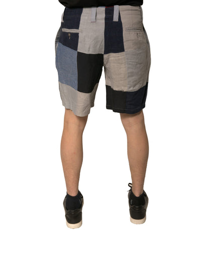 Dolce &amp; Gabbana Mehrfarbige Patchwork-Chinoshorts aus Leinen für Herren