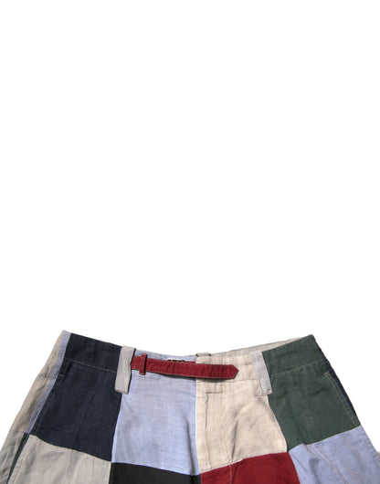 Dolce &amp; Gabbana Mehrfarbige Patchwork-Chinoshorts aus Leinen für Herren