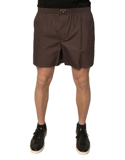Dolce &amp; Gabbana Herren-Shorts mit mittlerer Taille, braune Baumwollmischung