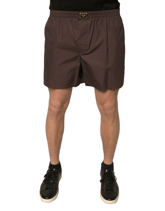 Dolce &amp; Gabbana Herren-Shorts mit mittlerer Taille, braune Baumwollmischung
