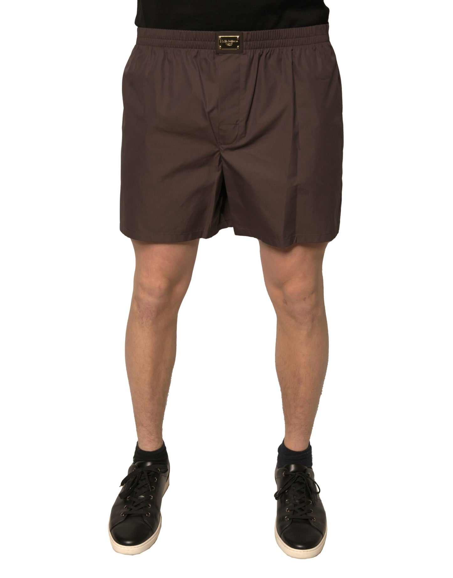 Dolce &amp; Gabbana Herren-Shorts mit mittlerer Taille, braune Baumwollmischung