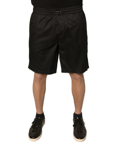 Dolce &amp; Gabbana Schwarze Shorts aus Polyesterjersey mit mittlerer Taille