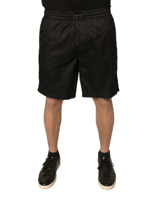 Dolce &amp; Gabbana Schwarze Shorts aus Polyesterjersey mit mittlerer Taille