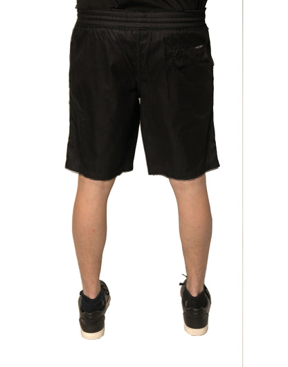 Dolce &amp; Gabbana Schwarze Shorts aus Polyesterjersey mit mittlerer Taille