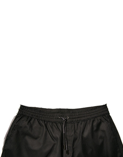 Dolce &amp; Gabbana Schwarze Shorts aus Polyesterjersey mit mittlerer Taille
