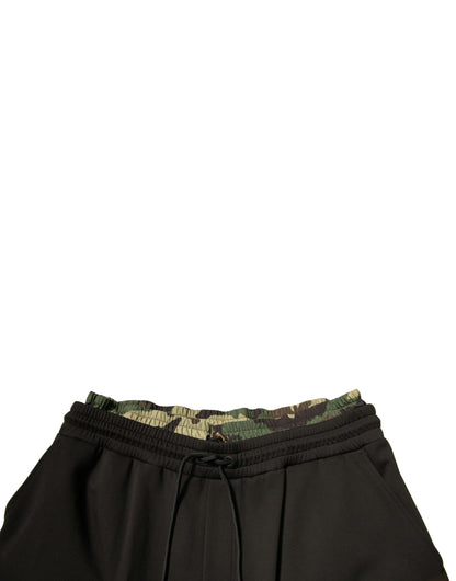 Dolce &amp; Gabbana – Schwarze Cargo-Jogginghose aus Baumwolle mit Camouflage-Muster