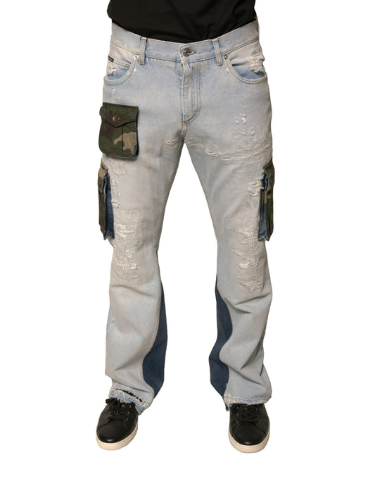 Dolce &amp; Gabbana Hellblaue Cargo-Jeans aus Baumwolle mit geradem Schnitt