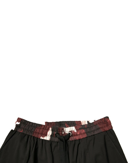Dolce &amp; Gabbana – Schwarze Jogginghose aus Wolle mit Camouflage-Muster